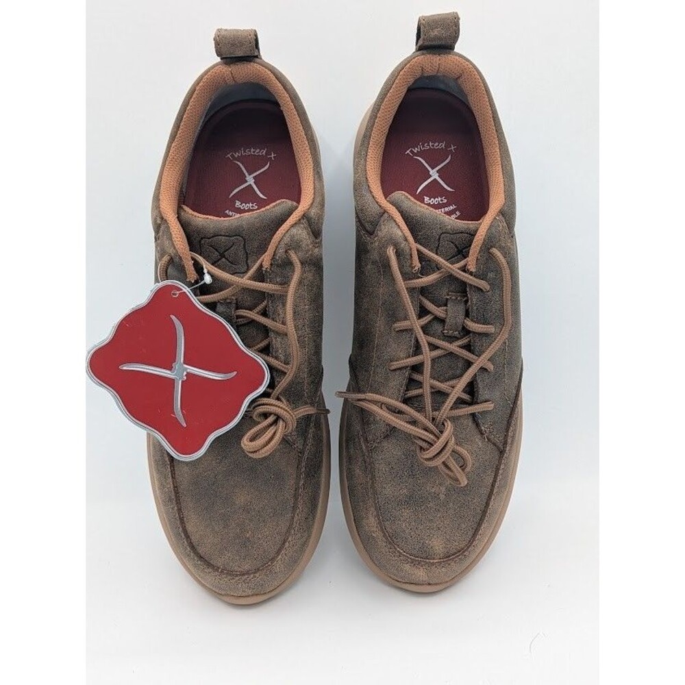 Twisted X Feather X Men’s 11M Brown Bomber Leather Casual Shoes Moc Toe Lace